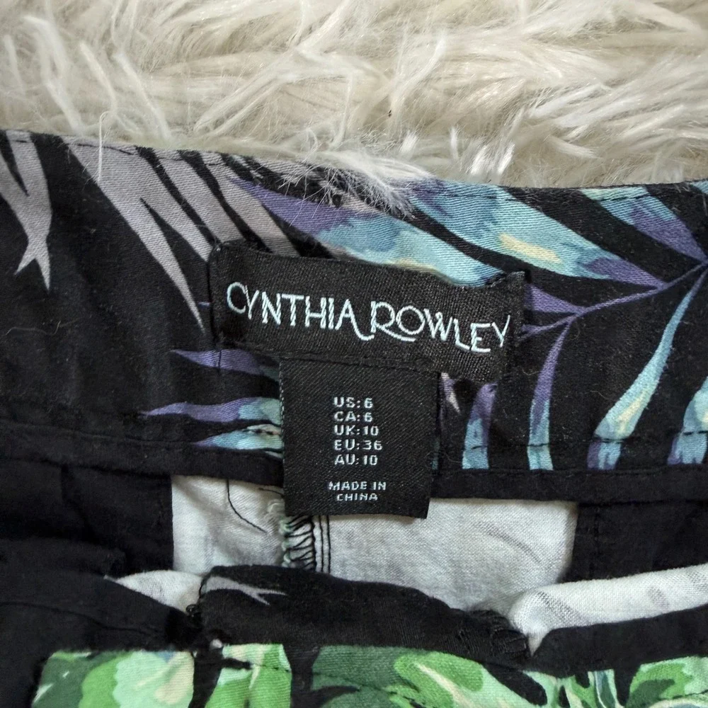 Cynthia Rowley Womens Tropical Leaf Print‎ Black Shorts Size 6 - Picture 4 of 11